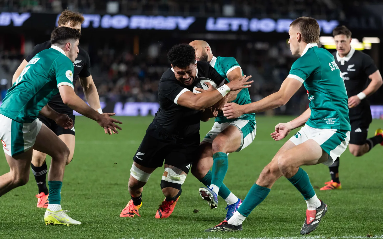 All Blacks captain Ardie Savea barges over for a try.